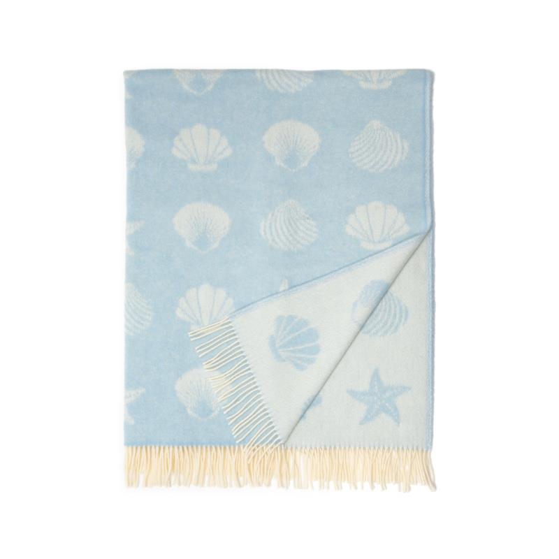 WOOOL® Plaid - SHELLS Blauw (190x130cm)