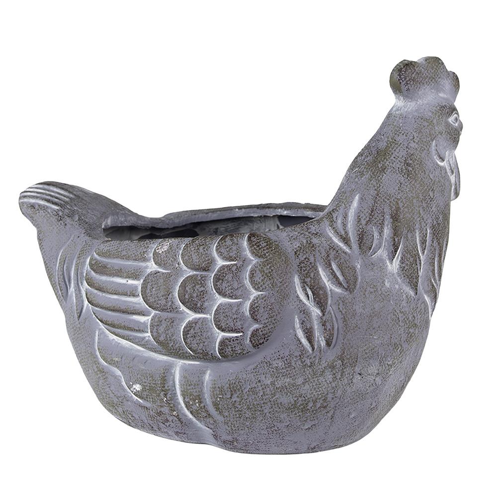Clayre & Eef Bloempot Kip 29x17x23 cm Grijs Steen Woondecoratie