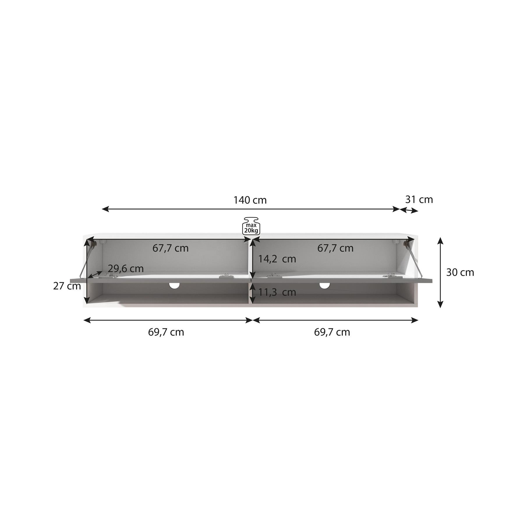 Meubella TV-Meubel Asino - Eiken - 140 cm