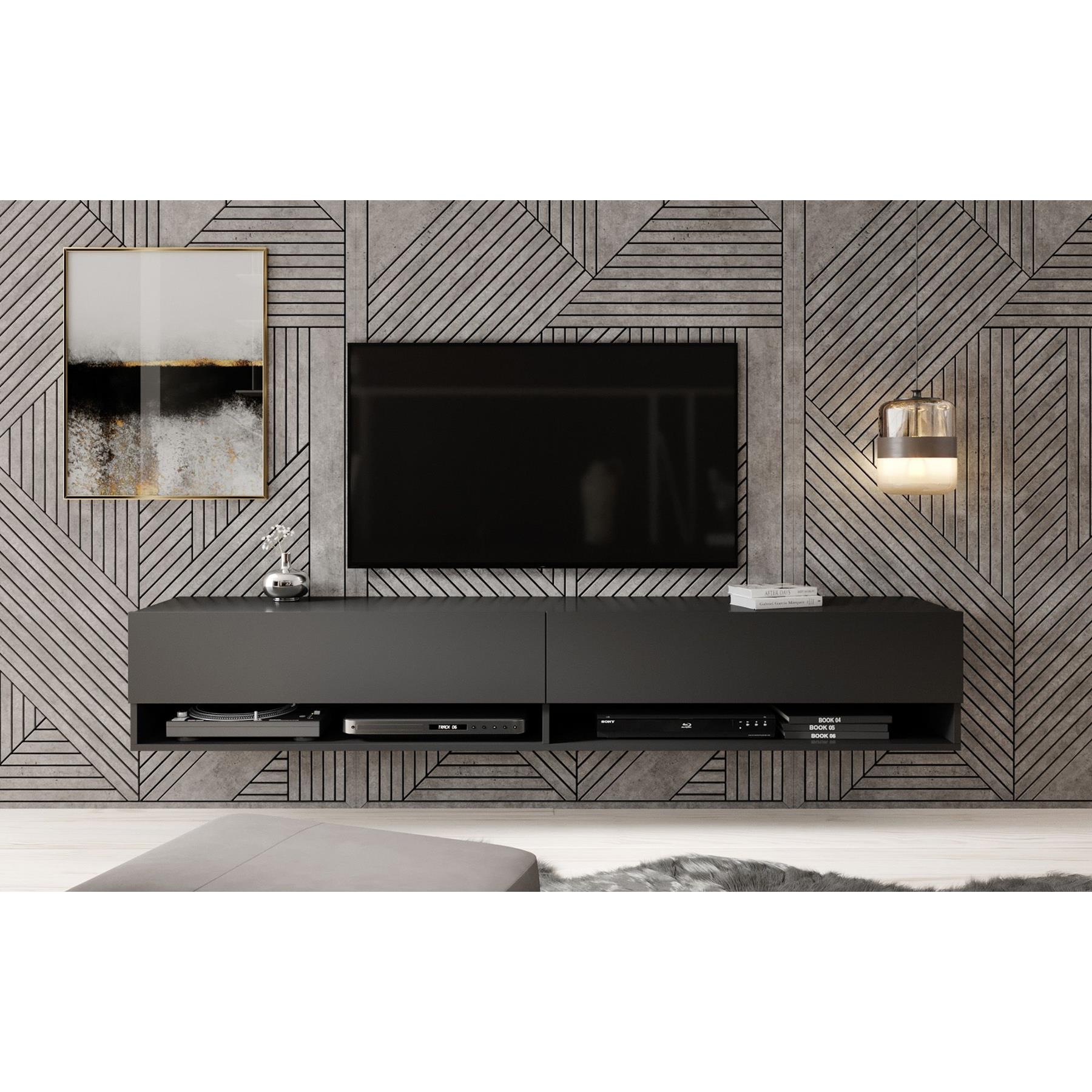 Meubella TV-Meubel Asino - Mat Zwart  - 180 cm