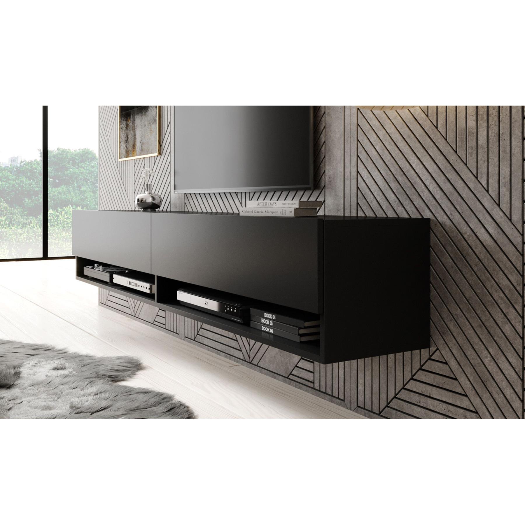 Meubella TV-Meubel Asino - Mat Zwart  - 180 cm