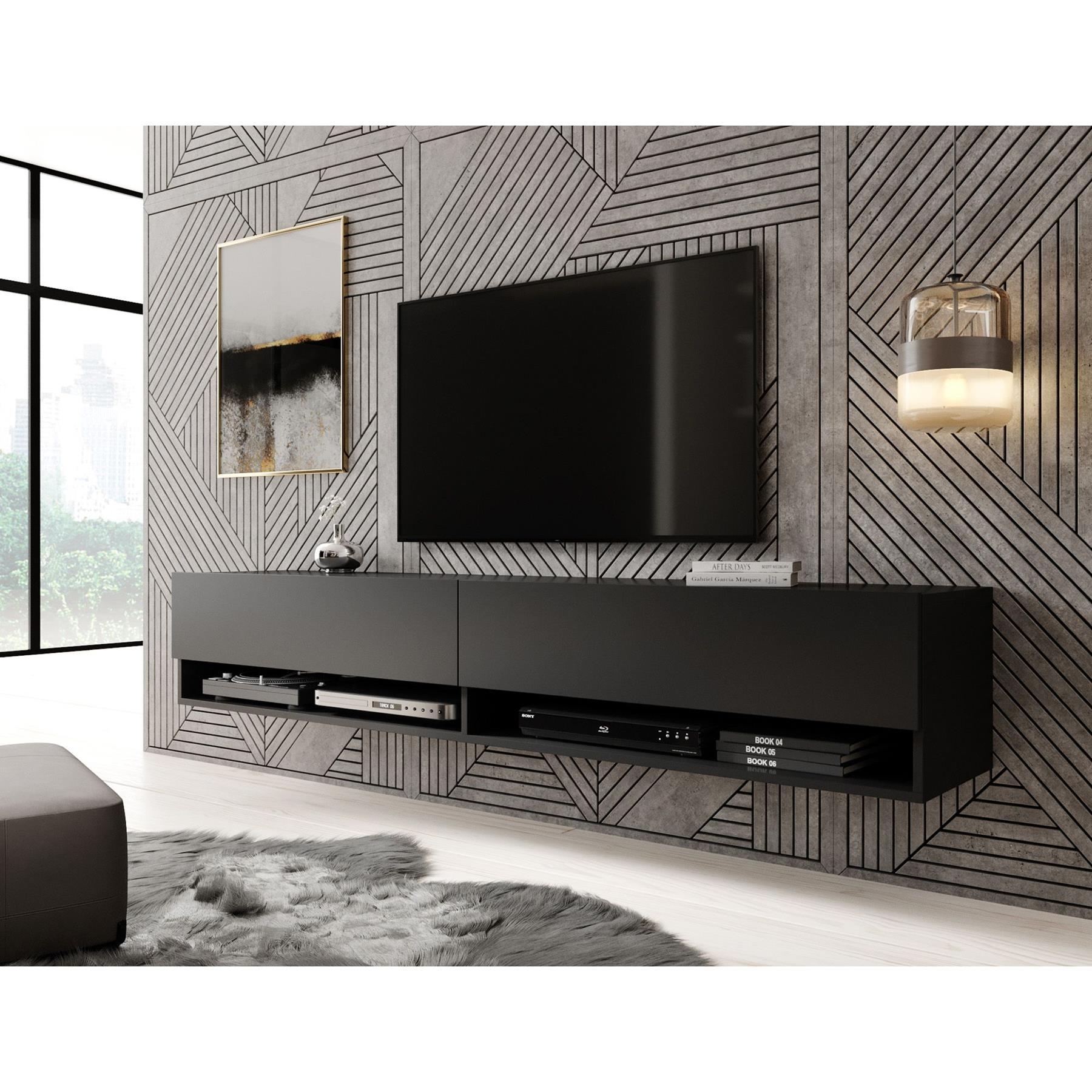 Meubella TV-Meubel Asino - Mat Zwart  - 180 cm