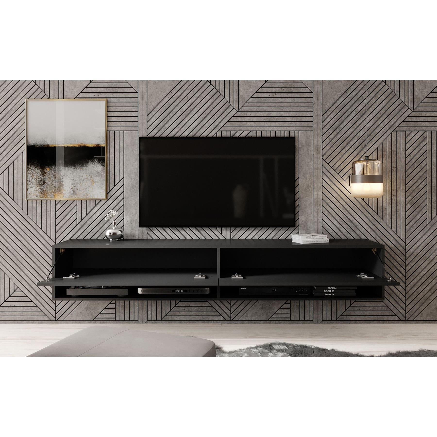 Meubella TV-Meubel Asino - Mat Zwart  - 180 cm