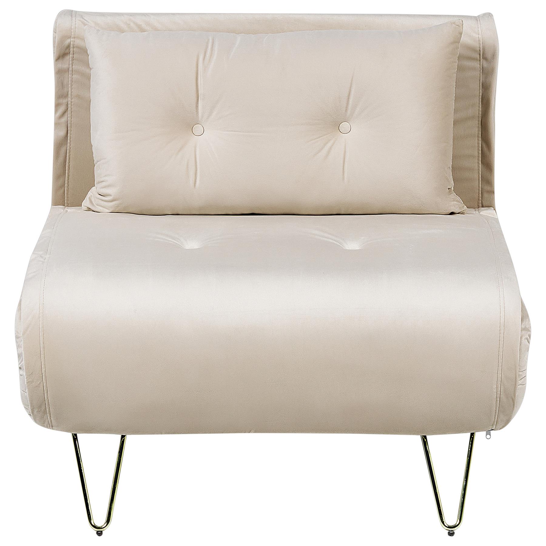 Beliani - VESTFOLD - Slaapbank - Lichtbeige - Fluweel