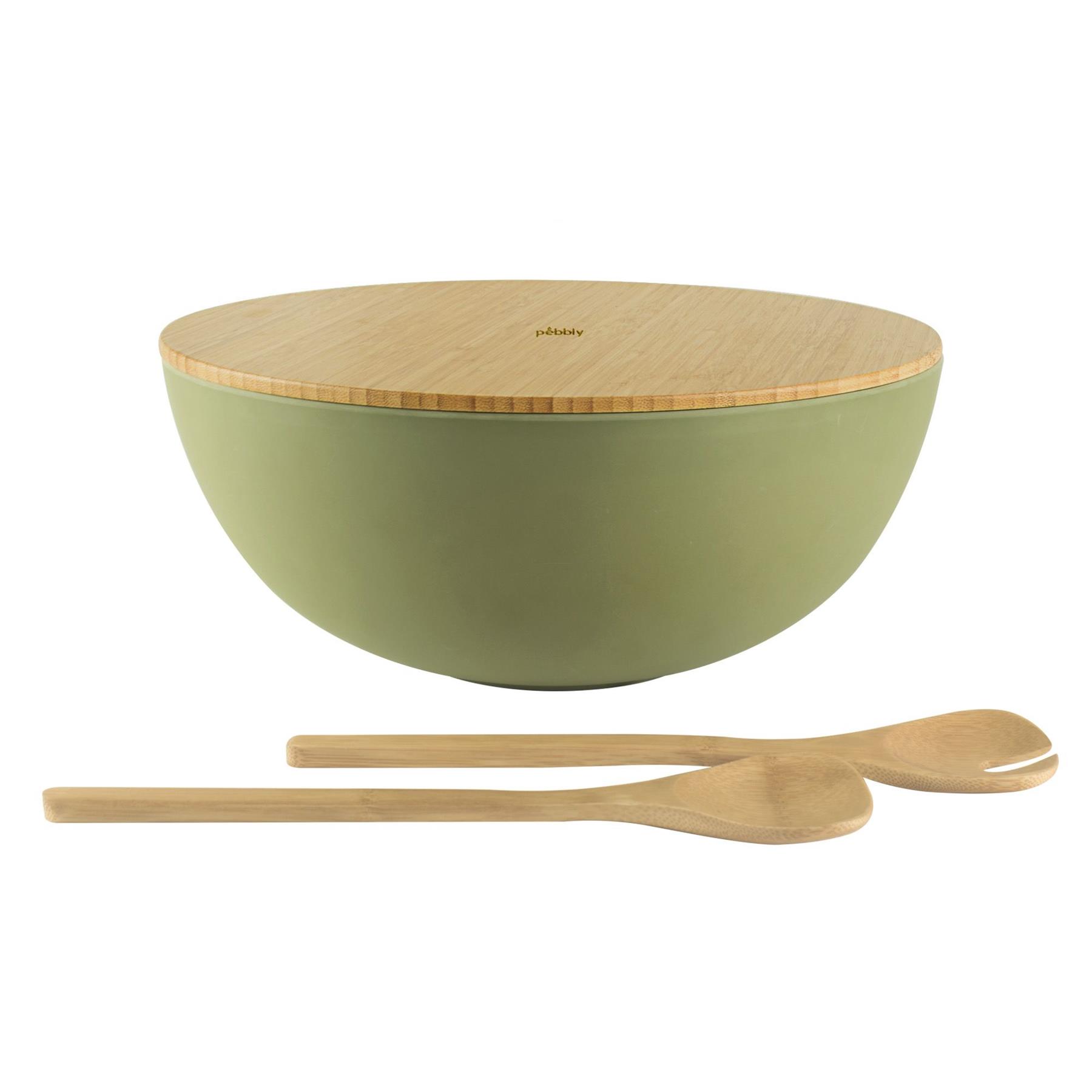 Pebbly Saladekom XL met Deksel en Saladebestek Giftbox