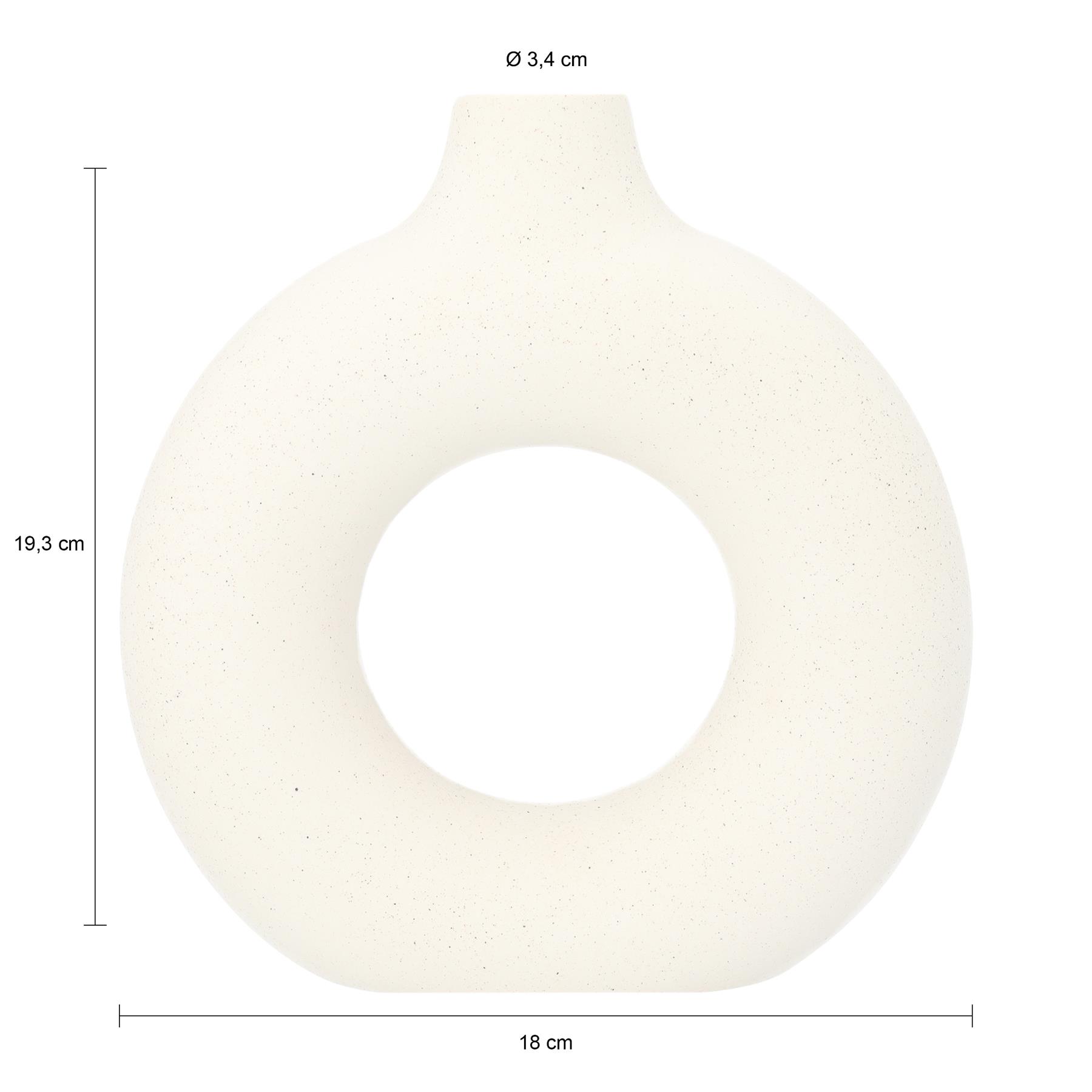 QUVIO Vaas rond met gat in het midden - 19 cm - Keramiek - Wit