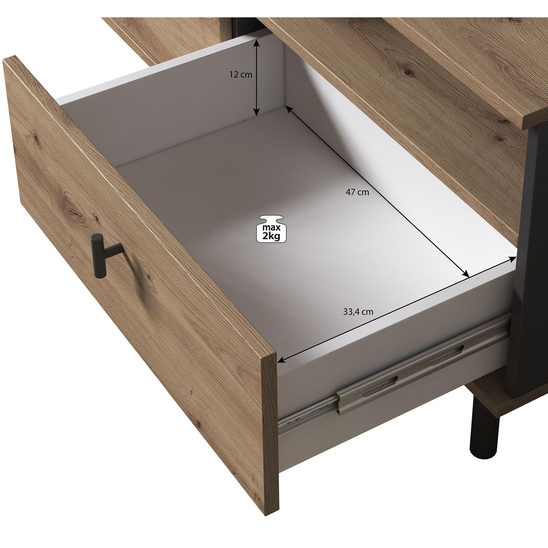 Meubella TV-Meubel Marcos - Eiken - Antraciet - 165 cm