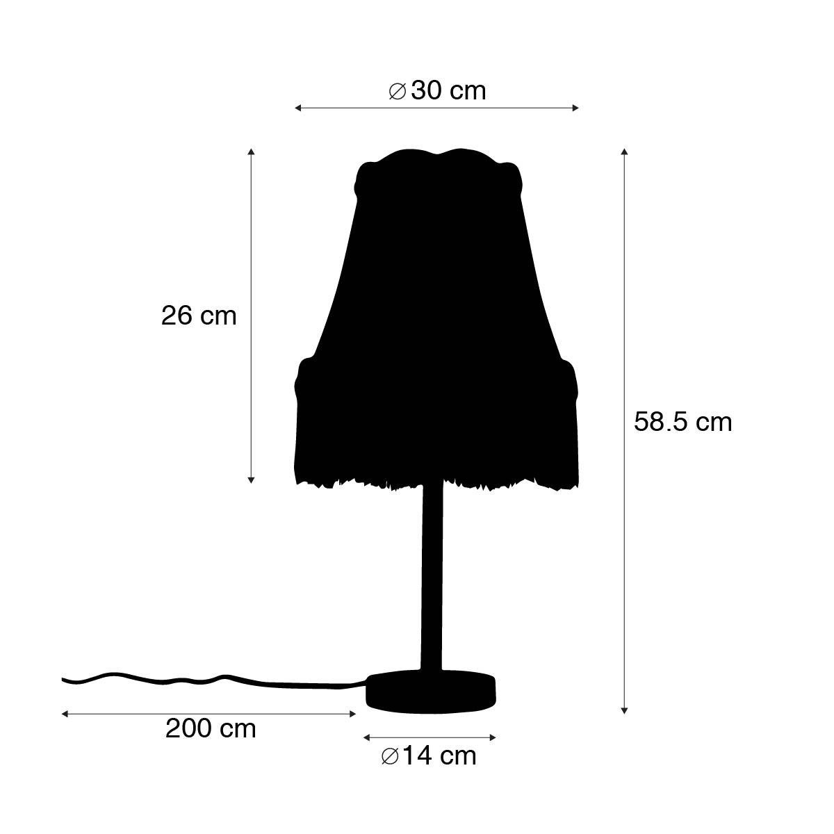 QAZQA Klassieke tafellamp zwart met granny kap roze 30 cm - Simplo