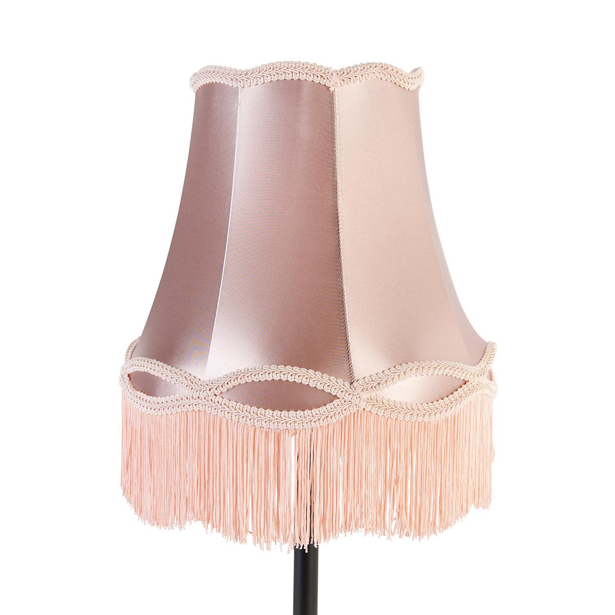 QAZQA Klassieke tafellamp zwart met granny kap roze 30 cm - Simplo