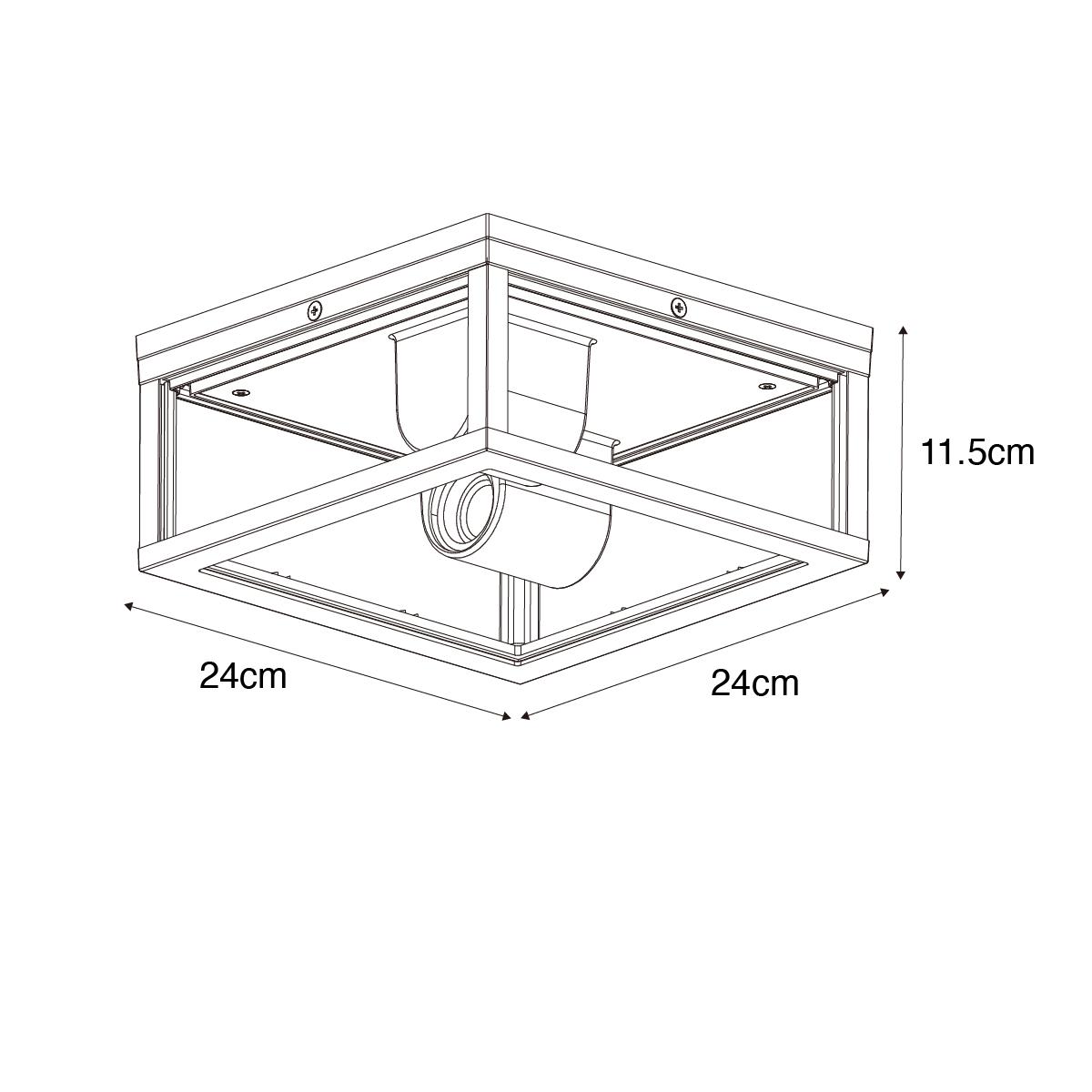 QAZQA Buiten plafondlamp zwart met ribbel glas 2-lichts IP44 -