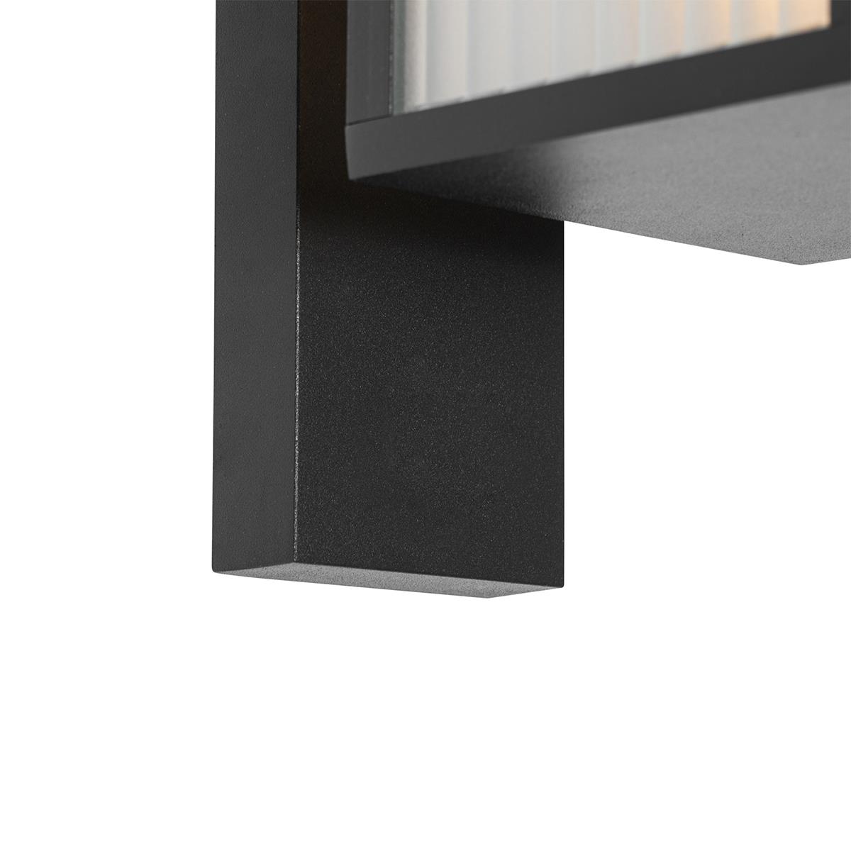 QAZQA Buiten wandlantaarn zwart met ribbel glas IP44 - Charlois