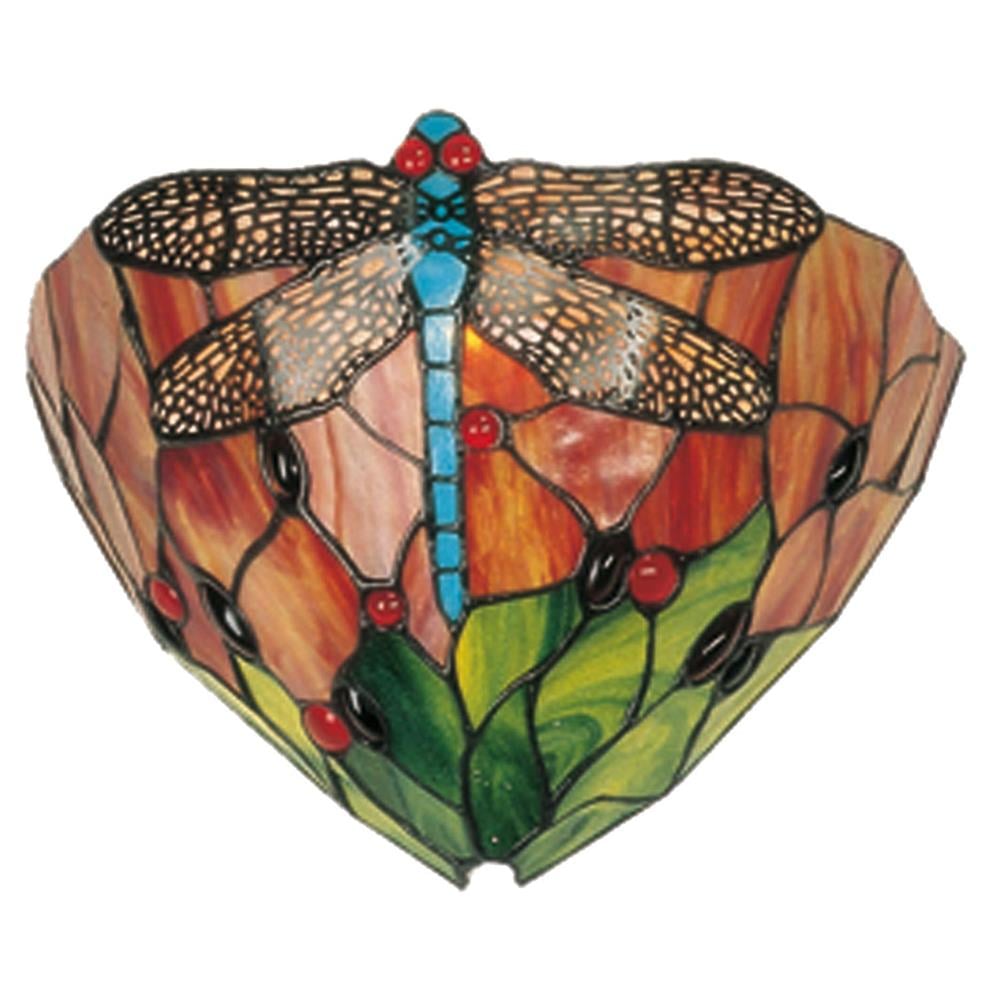Clayre & Eef Wandlamp Tiffany  30x15x20 cm  Rood Groen Glas Driehoek