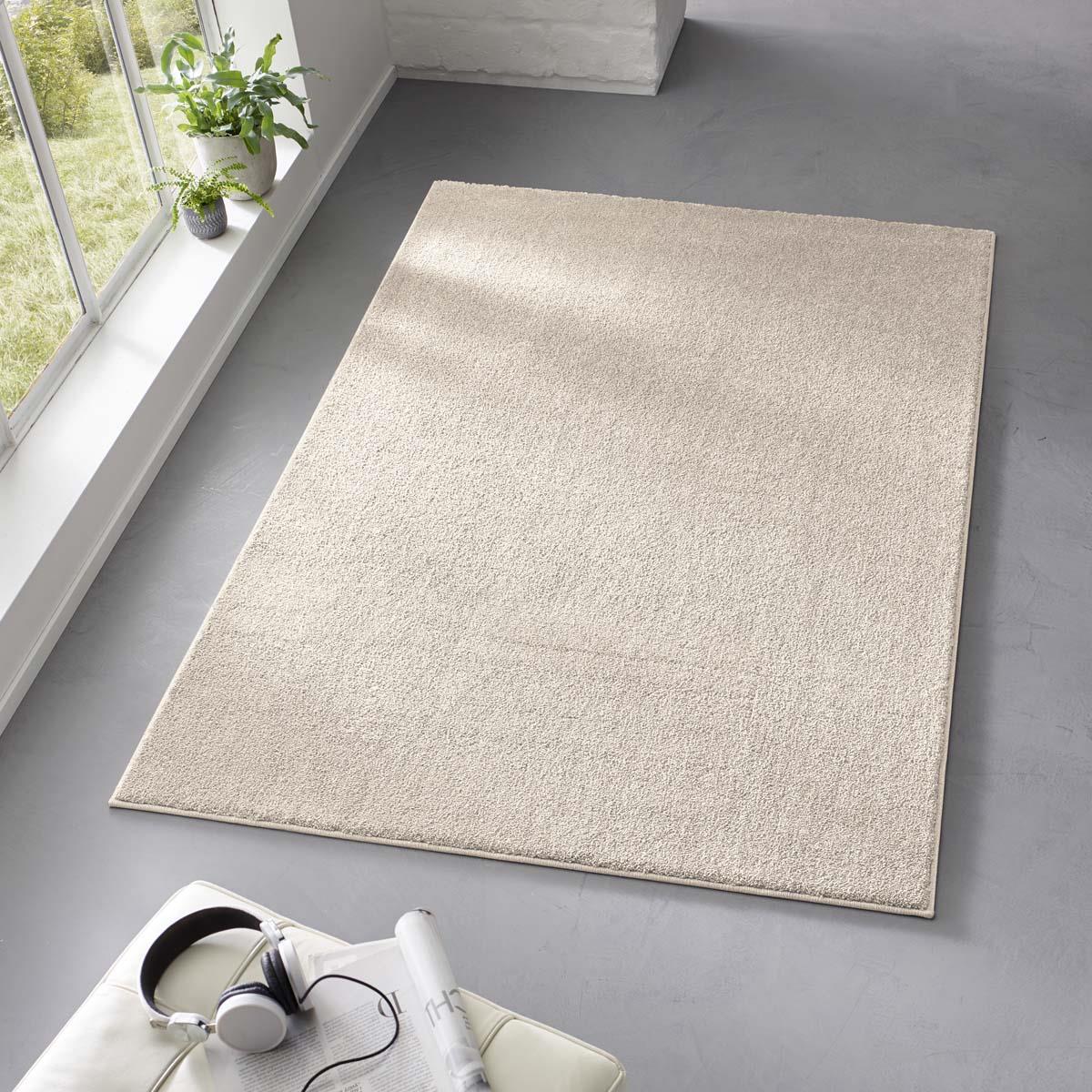 Tapeso Effen vloerkleed Qualis - crème - 240x240 cm