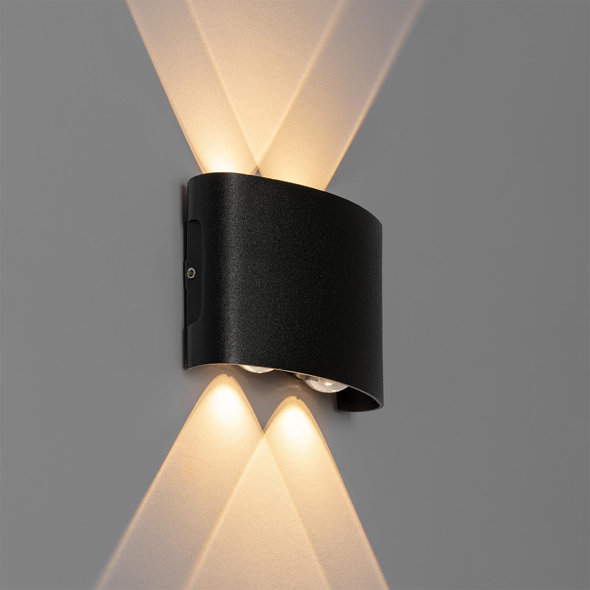 QAZQA Buiten wandlamp zwart incl. LED 4-lichts IP54 - Silly