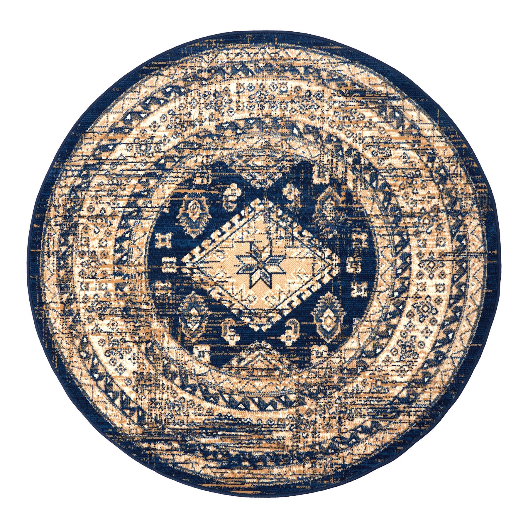Interieur05 Vloerkleed Vintage Aila Blauw Rond 240cm