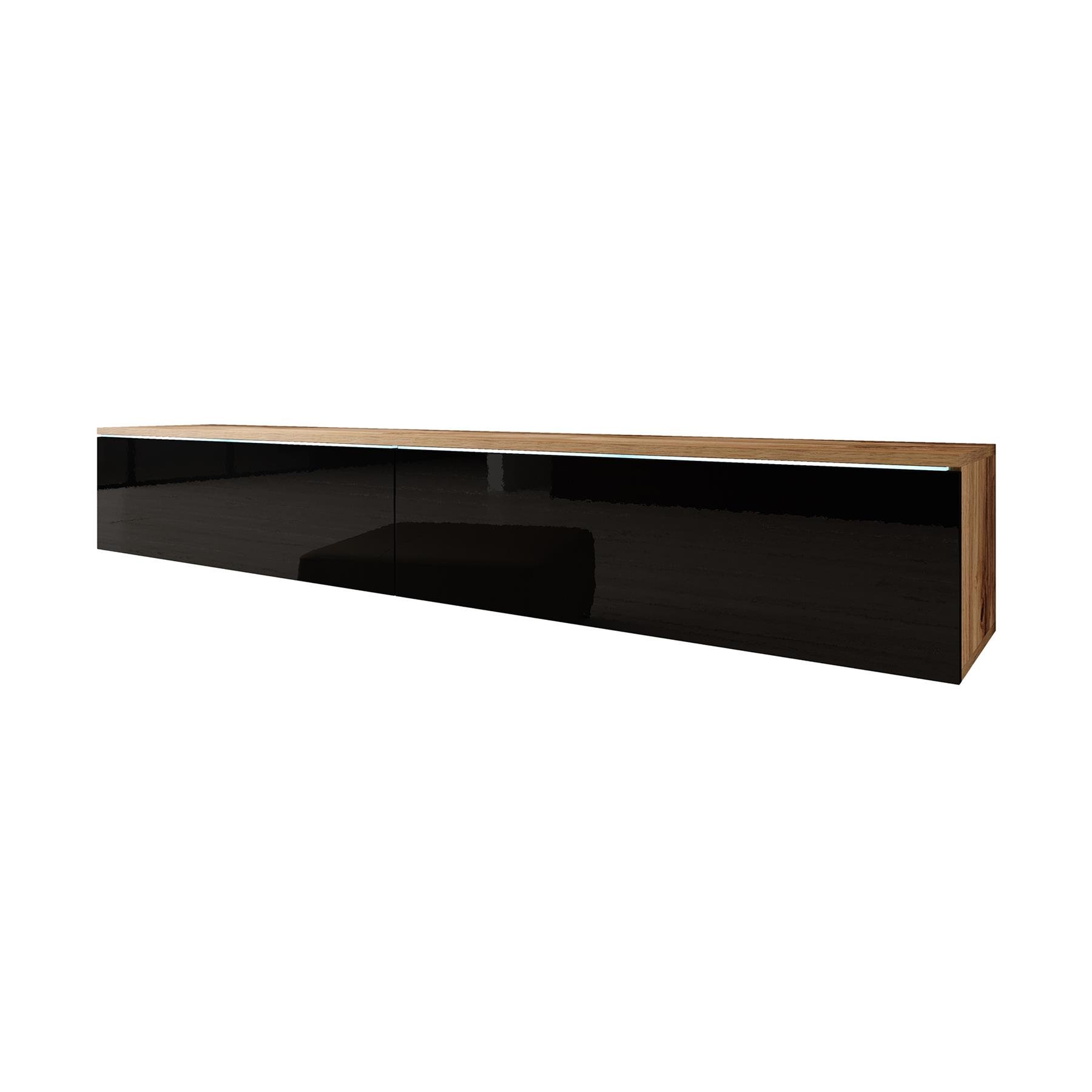 Meubella TV-Meubel Dixon - Zwart - Eiken - 180 cm
