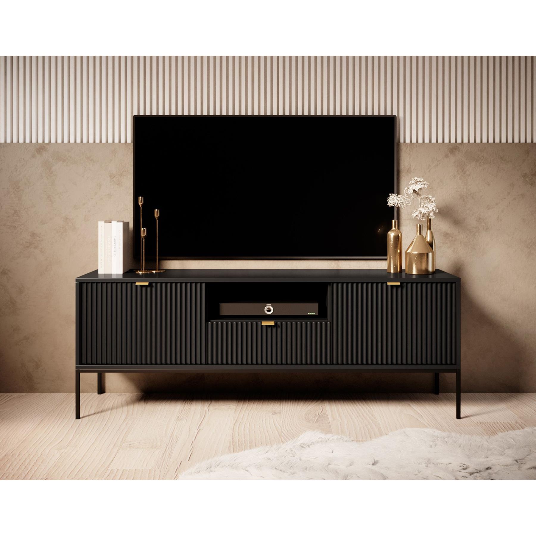 Meubella TV-Meubel Navil - Zwart - 154 cm