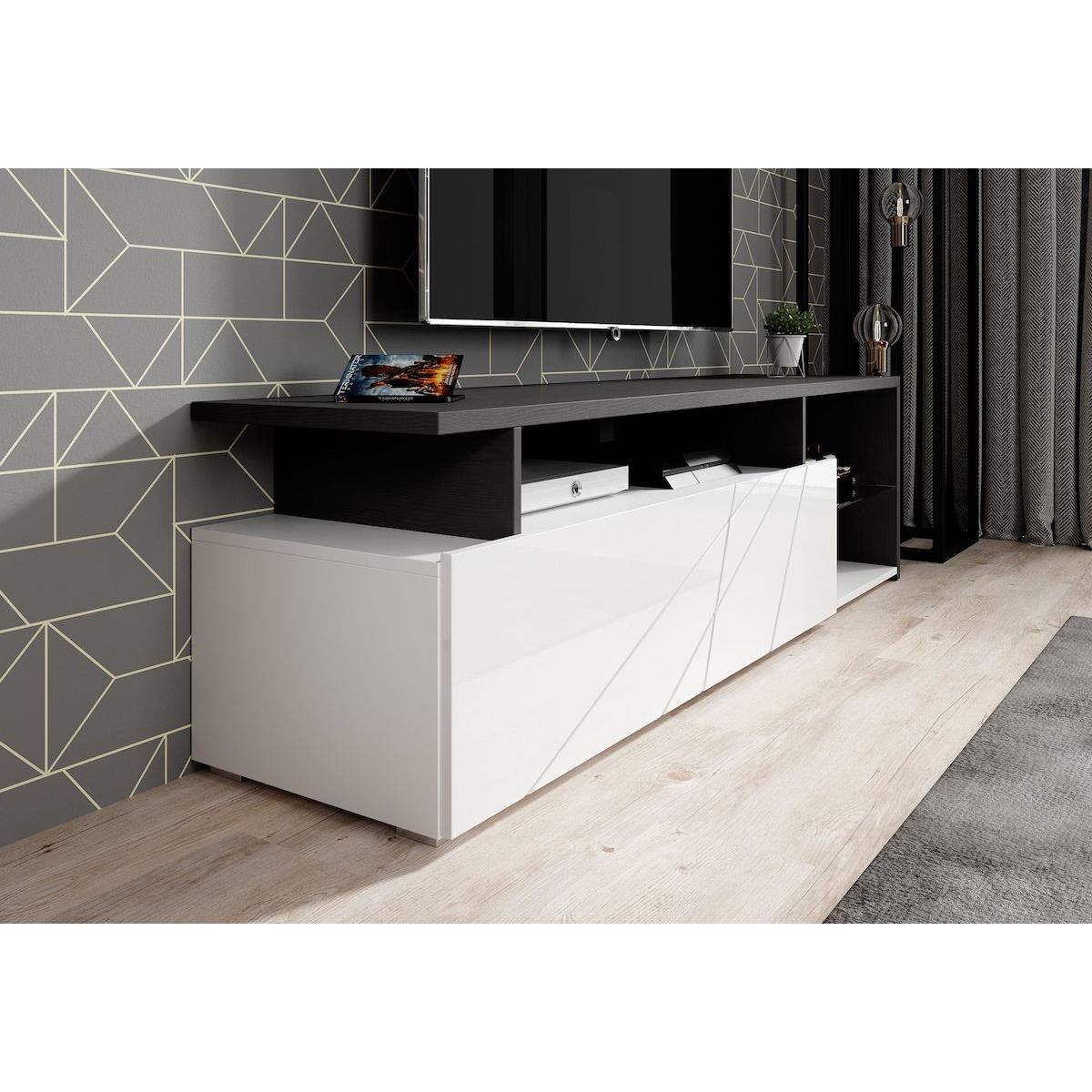 Meubella TV-Meubel Colin - Wit - Zwart eiken - 170 cm