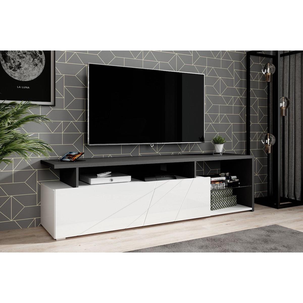 Meubella TV-Meubel Colin - Wit - Zwart eiken - 170 cm