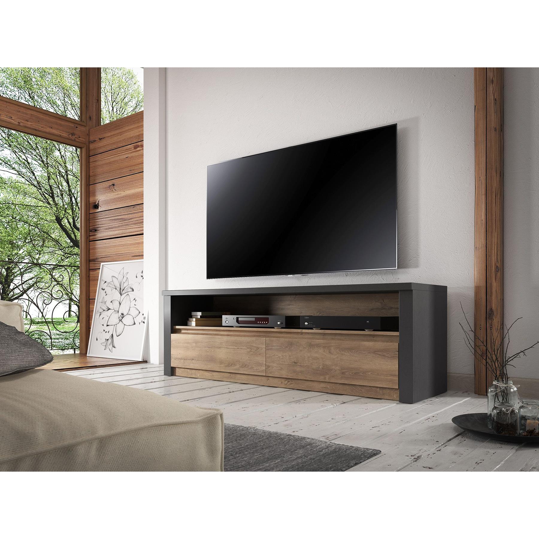 Meubella TV-Meubel Monaco - Eiken - Grijs - 130 cm
