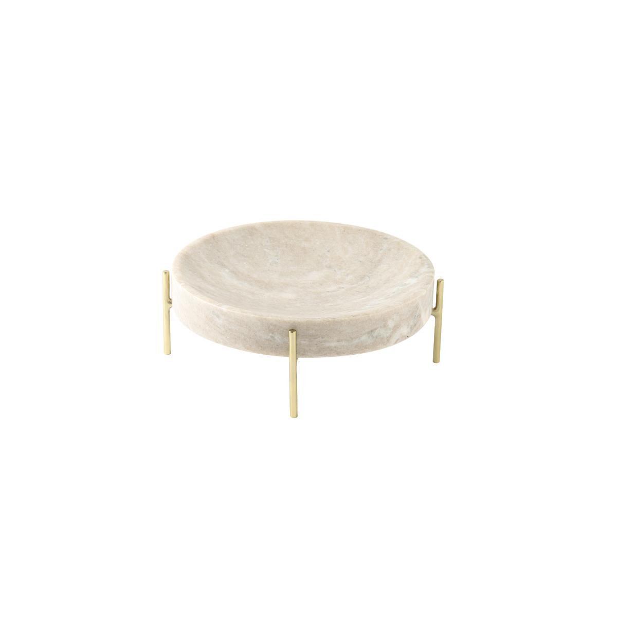 Light&living Schaal op voet Ø27x9 cm ELSEMIEK bruin-wit marmer+goud