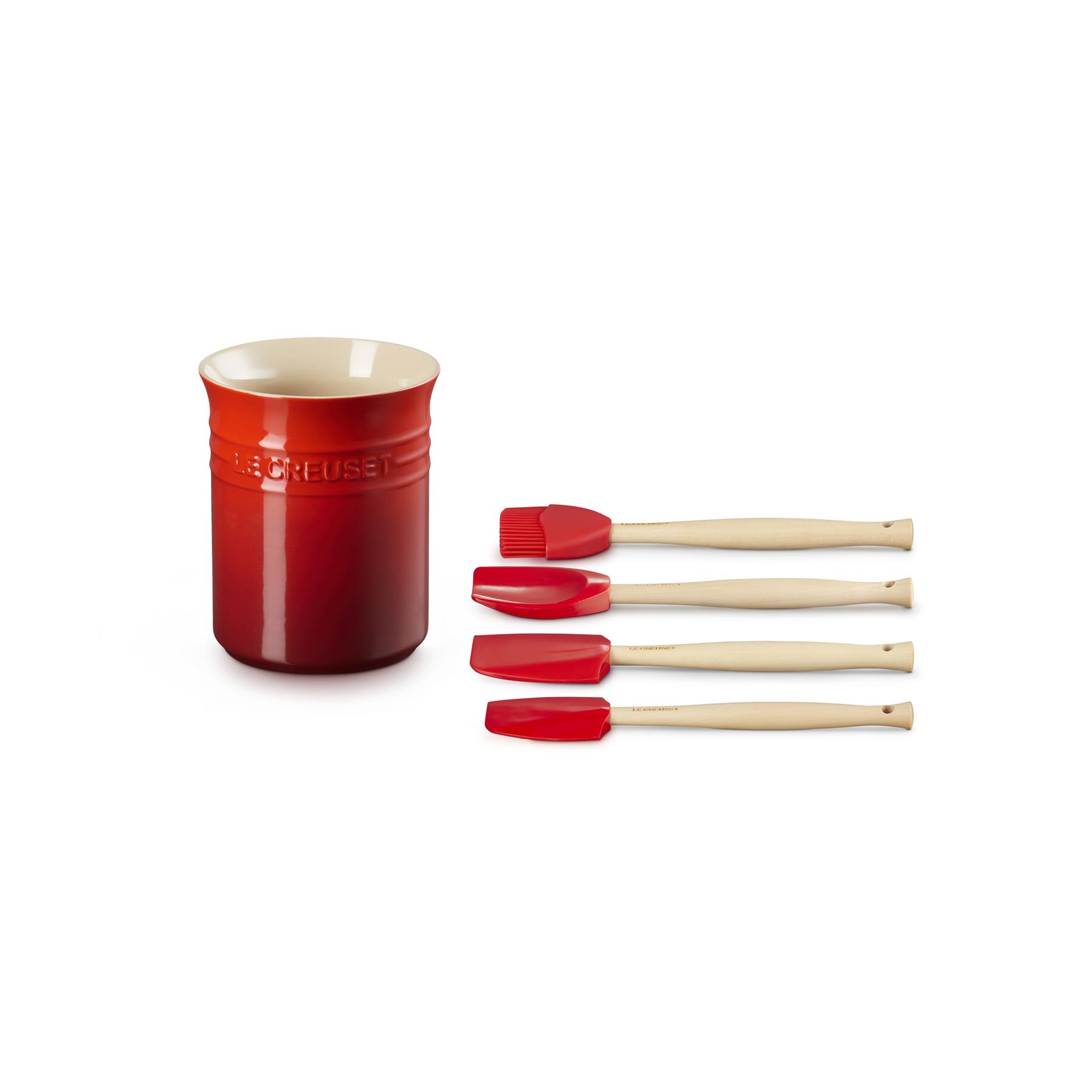 Le Creuset Pot met 4 Spatels - Kersenrood