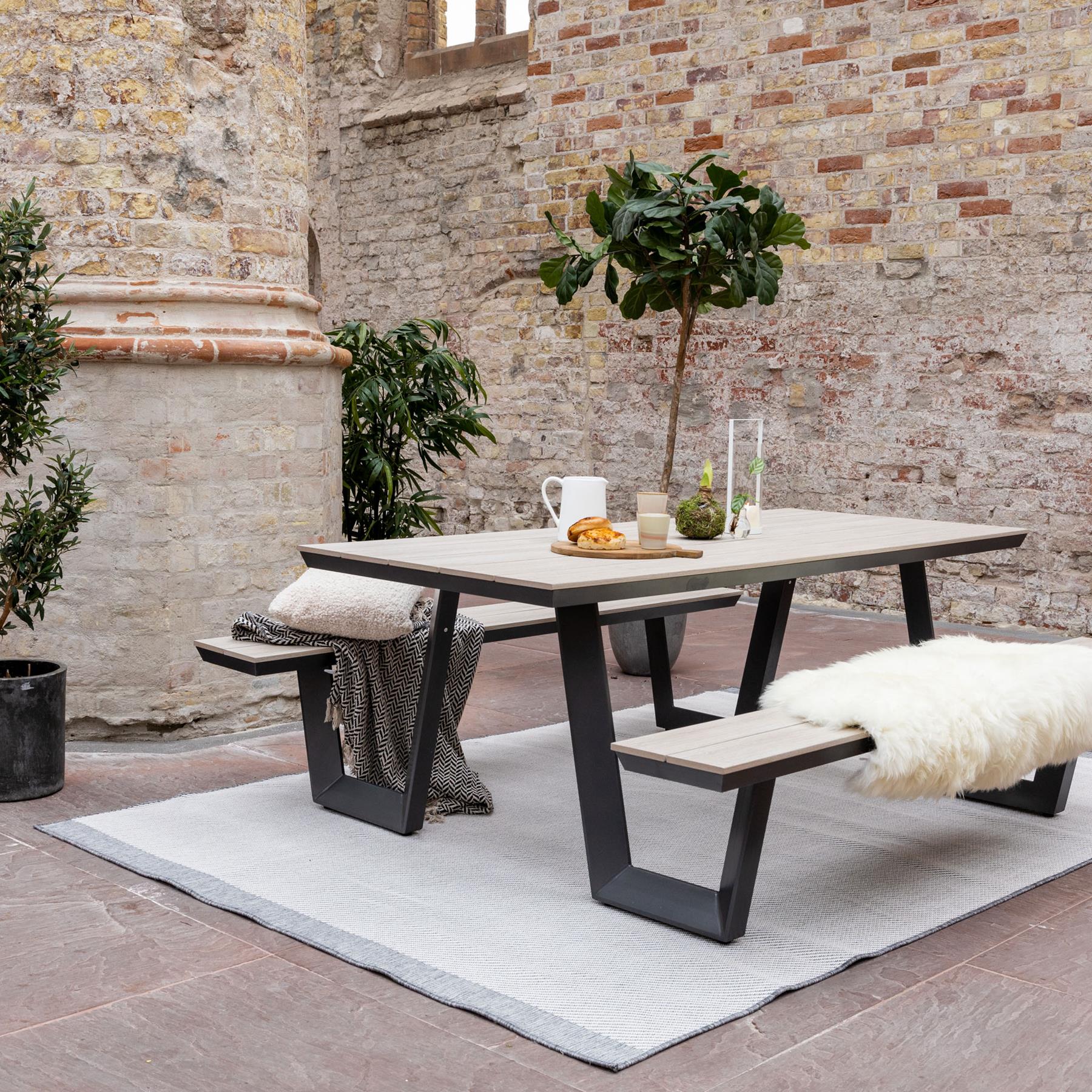 Eva Interior Buitenkleed Border Grijs  200x290cm