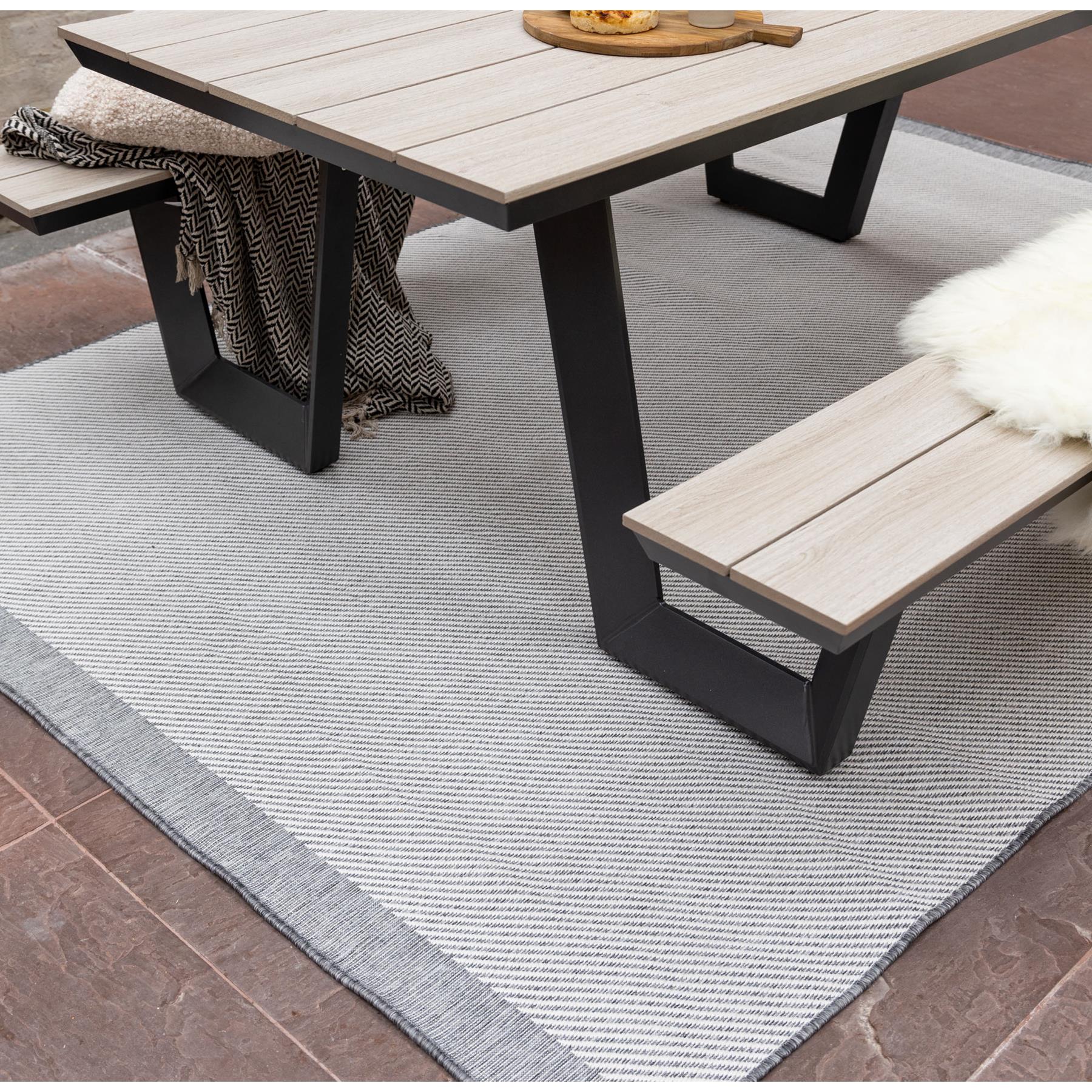 Eva Interior Buitenkleed Border Grijs  200x290cm