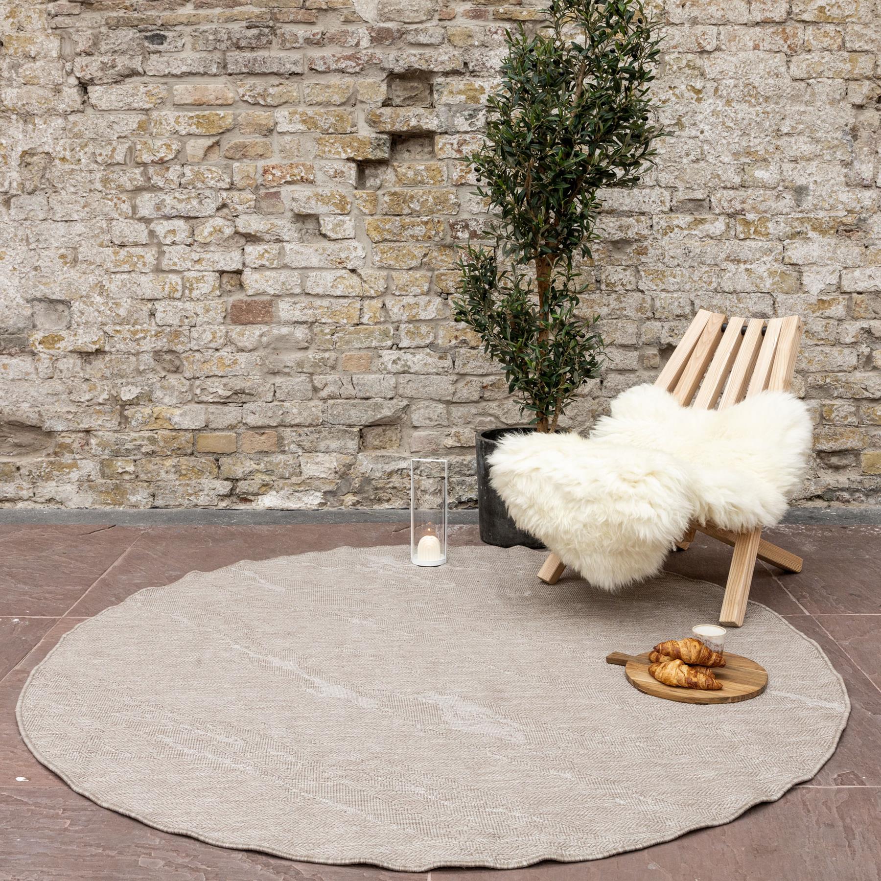 Eva Interior Buitenkleed Marble Naturel Rond 200cm