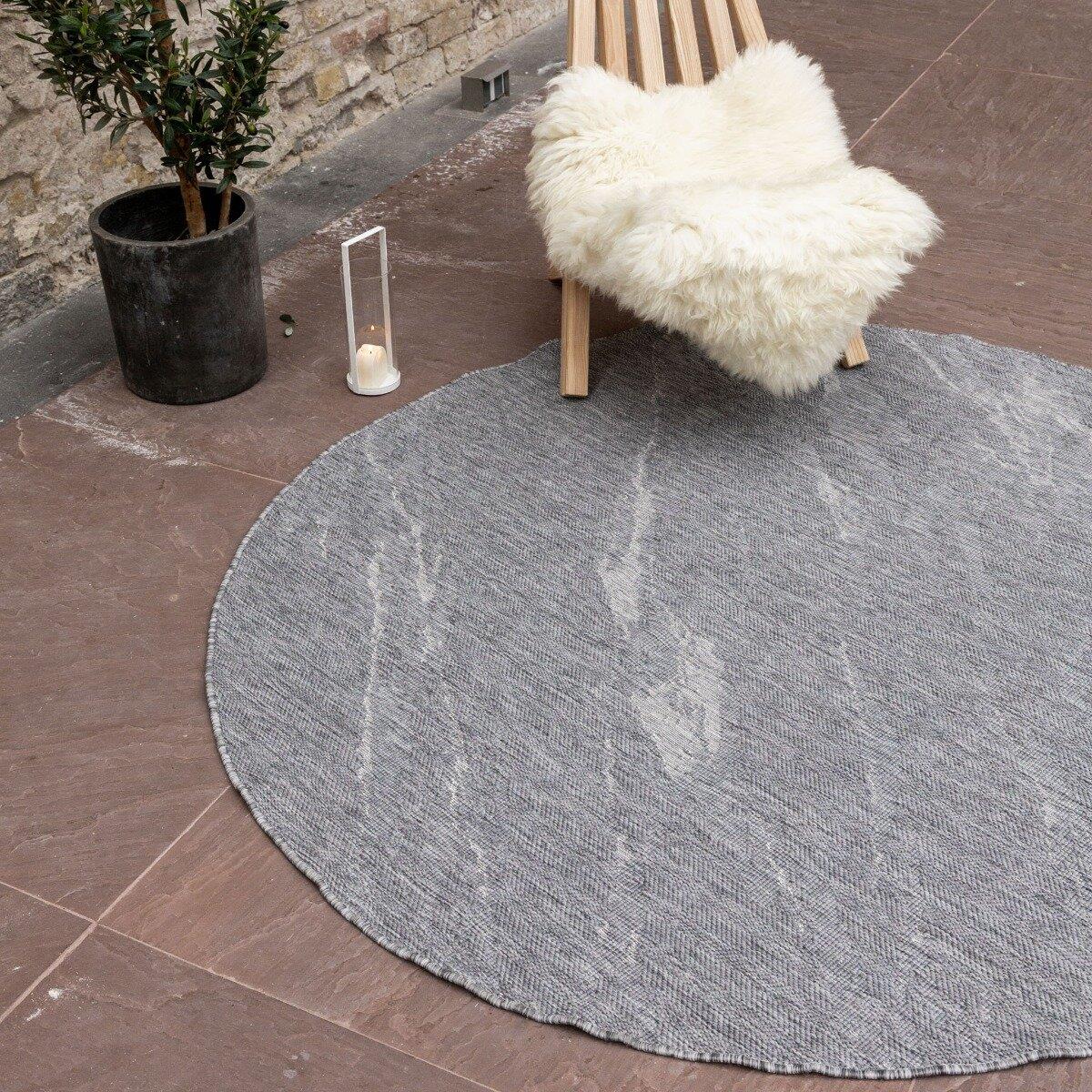 Eva Interior Buitenkleed Marble Grijs Rond 200cm