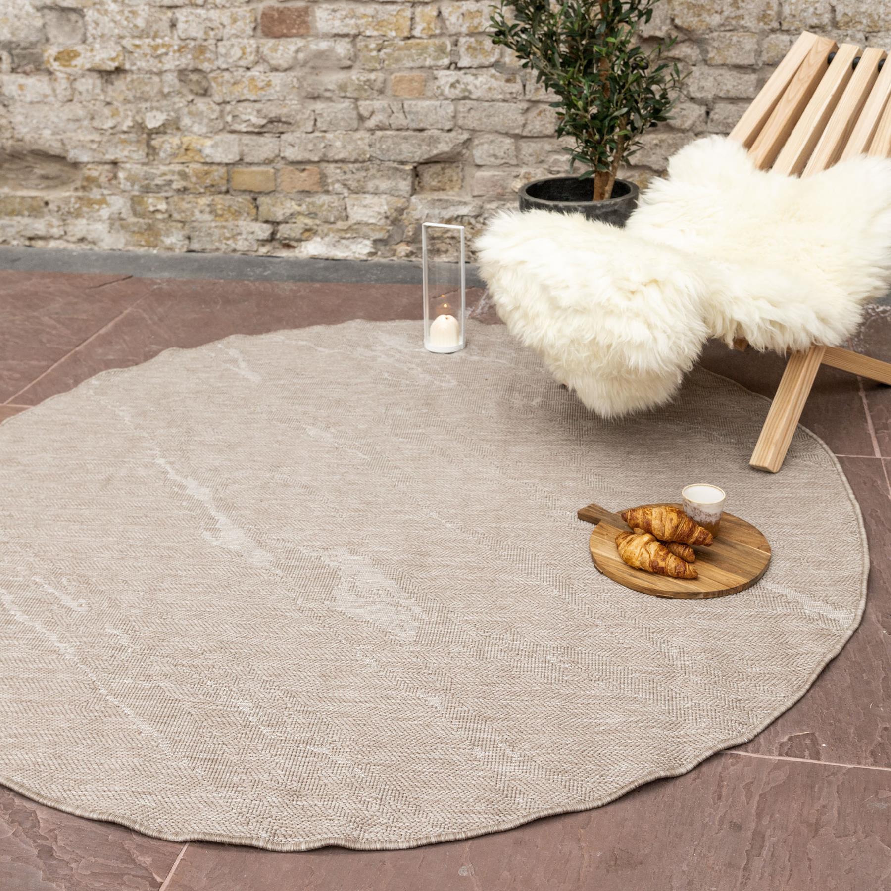 Eva Interior Buitenkleed Marble Naturel Rond 200cm