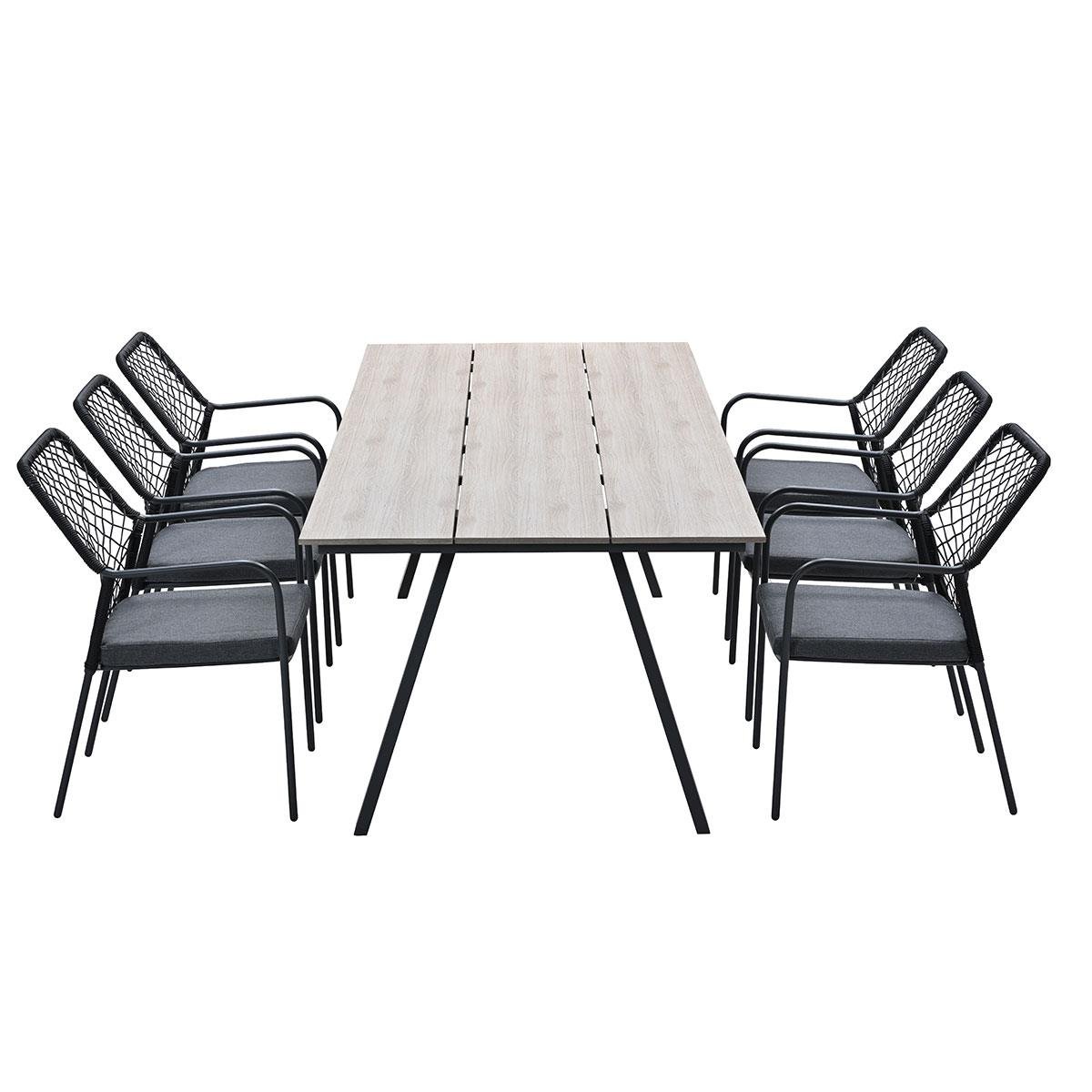 Garden Impressions Ross tuinset 7-delig zwart - Braga tuintafel