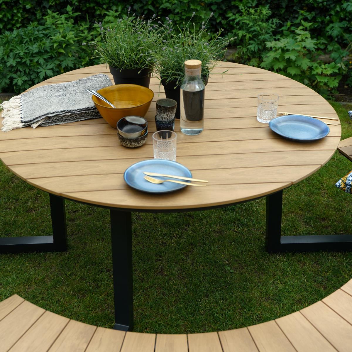 Lesli Living Arezzo picknickset rond polywood teaklook
