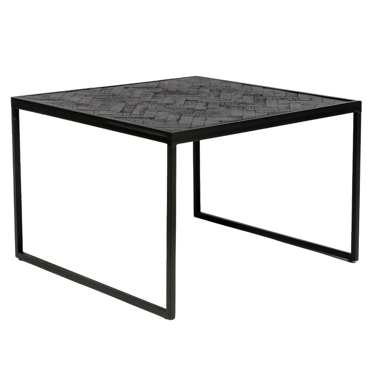 Vurna Reinier zwart teak visgraat bijzettafel 60x60x40 cm