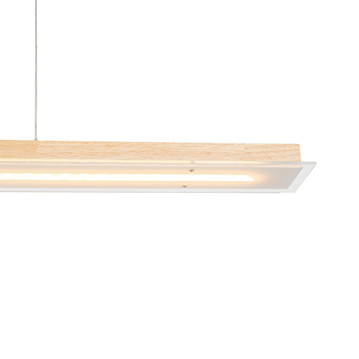 QAZQA Landelijke hanglamp hout incl. LED met touchdimmer - Platina