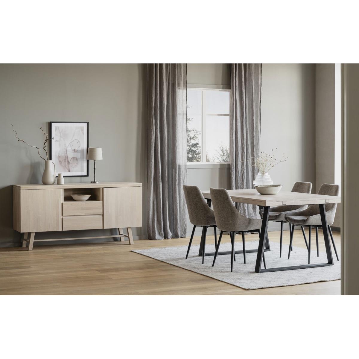 Rowico Home Sierra Eetkamerstoel Beige - Zwarte Poten - Set Van 2
