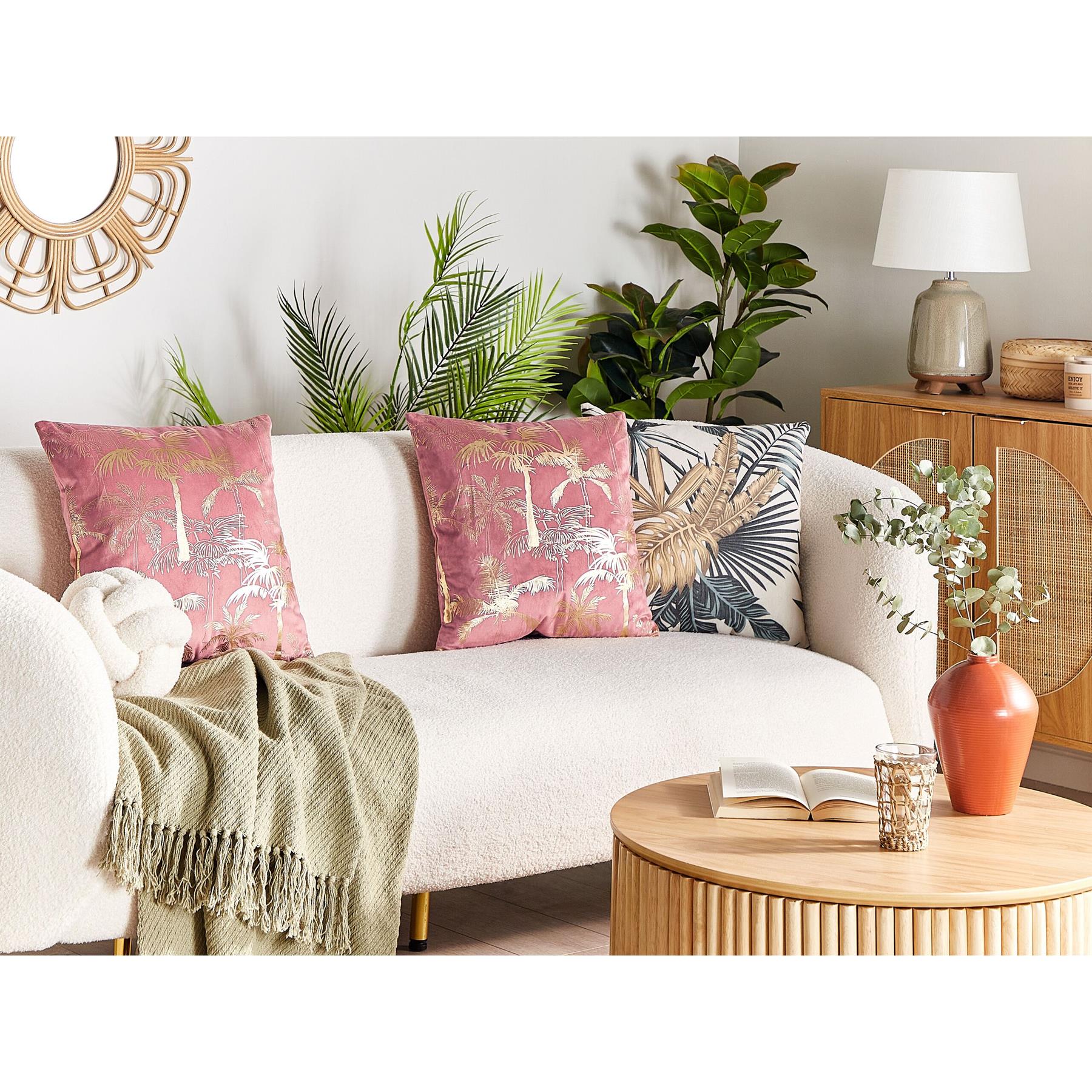 Beliani-CARANDAY-Sierkussen set van 2-Roze-45 x 45 cm-Fluweel