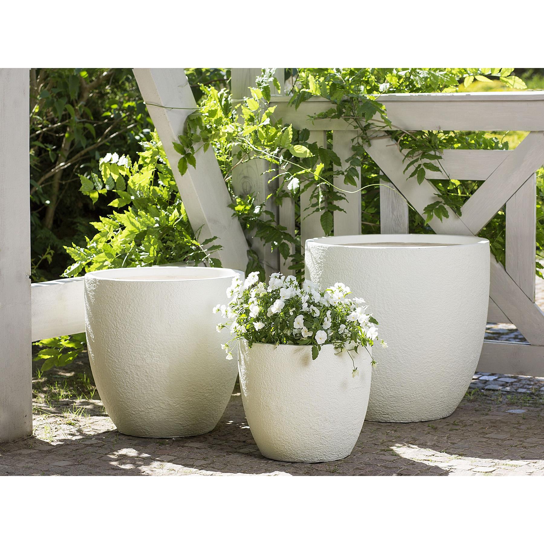 Beliani - KANNIA - Bloempot - Wit - 55 cm - Klei-vezelmengsel