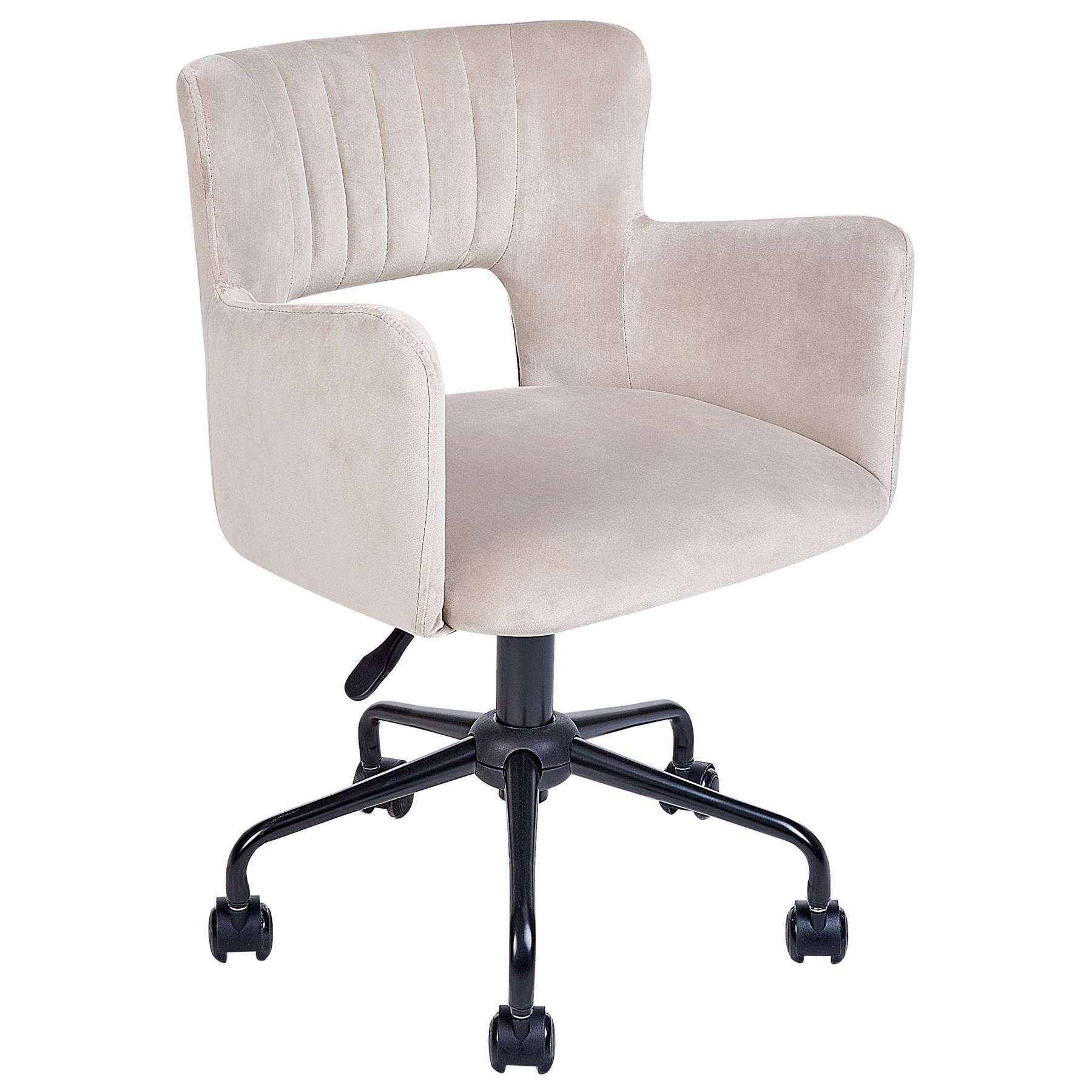 Beliani - SANILAC - Bureaustoel - Taupe - Fluweel