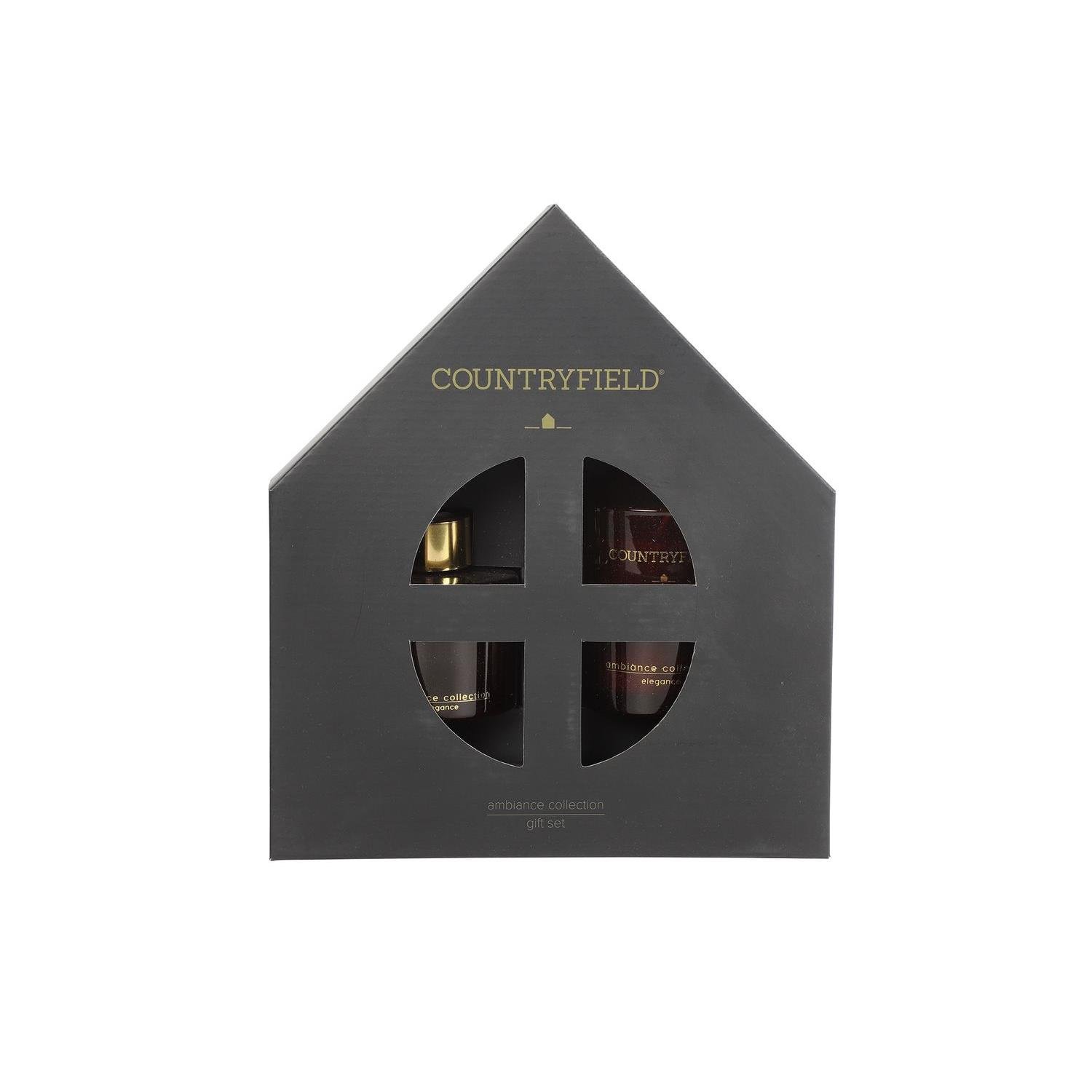Countryfield Elegance Giftbox Geurstokje & Kaars Zwart