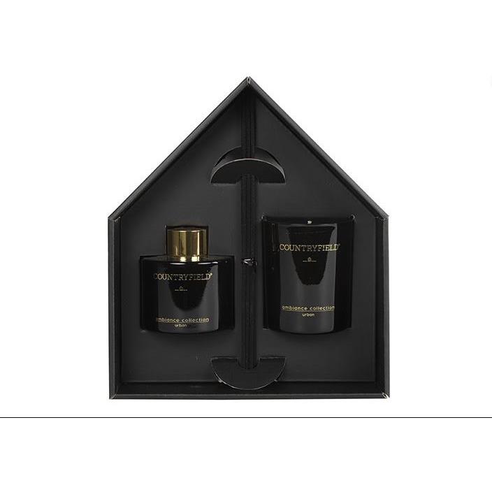 Countryfield Elegance Giftbox Geurstokje & Kaars Zwart