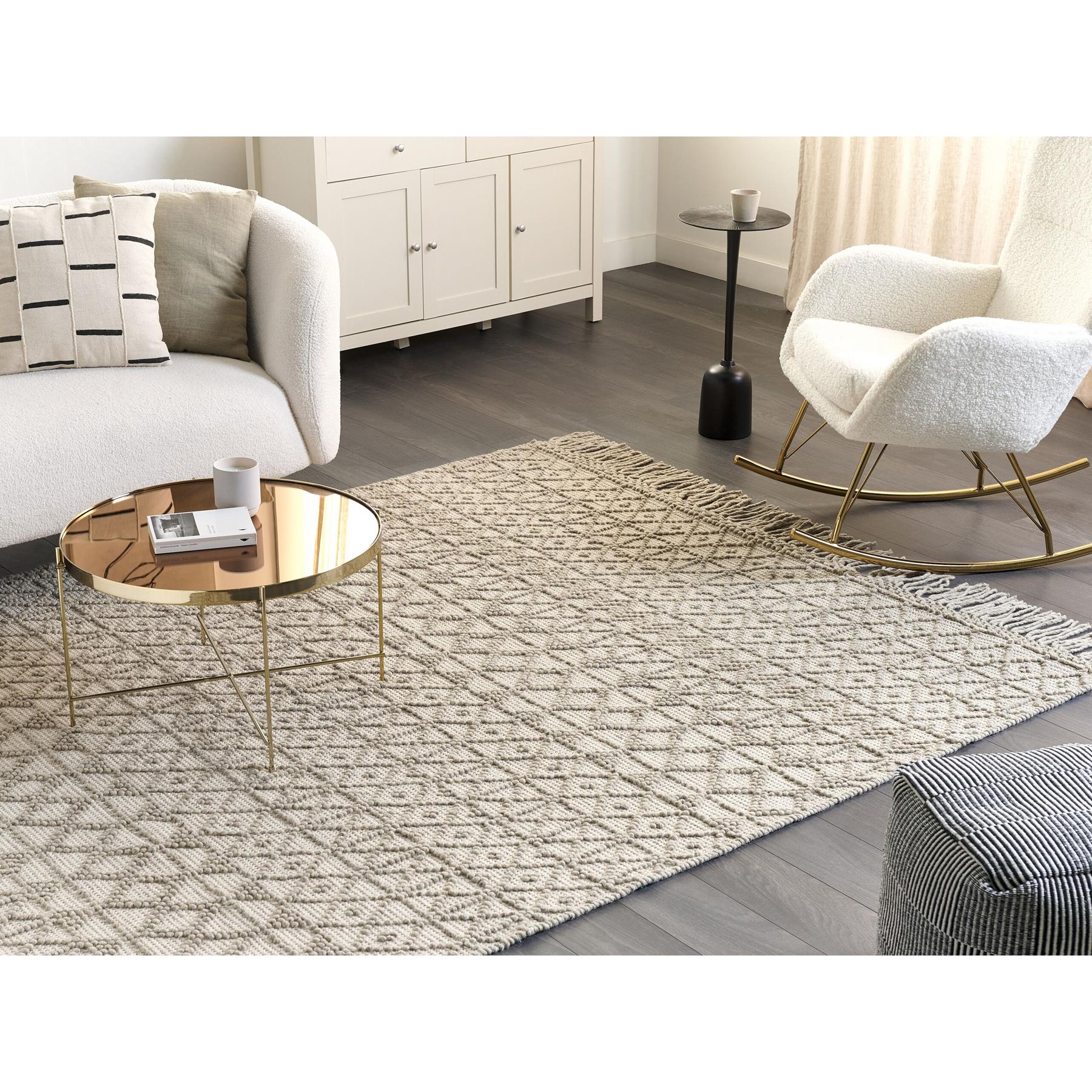 Beliani - ALUCRA - Modern vloerkleed - Zandbeige - 200 x 300 cm - Wol