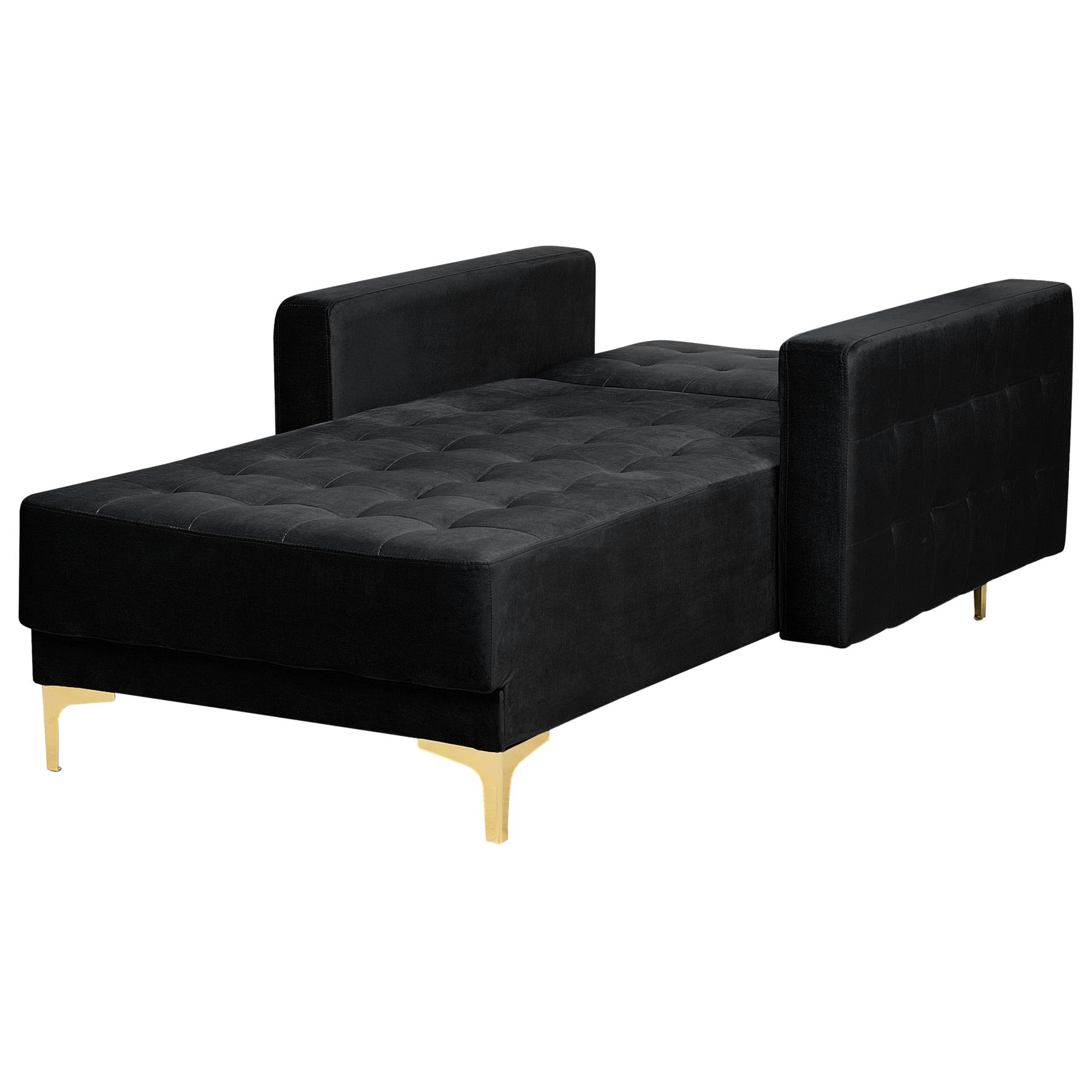 Beliani - ABERDEEN - Chaise longue - Zwart - Fluweel