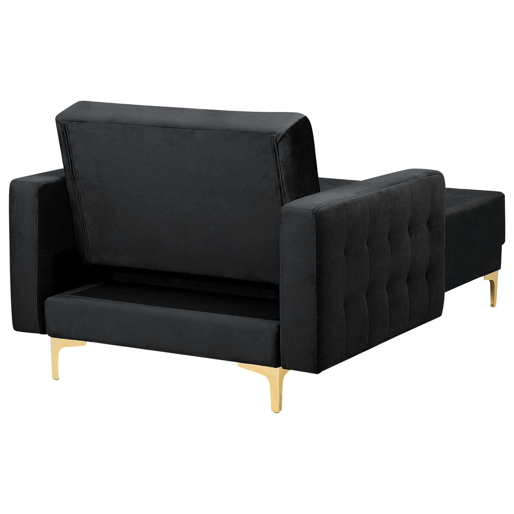 Beliani - ABERDEEN - Chaise longue - Zwart - Fluweel