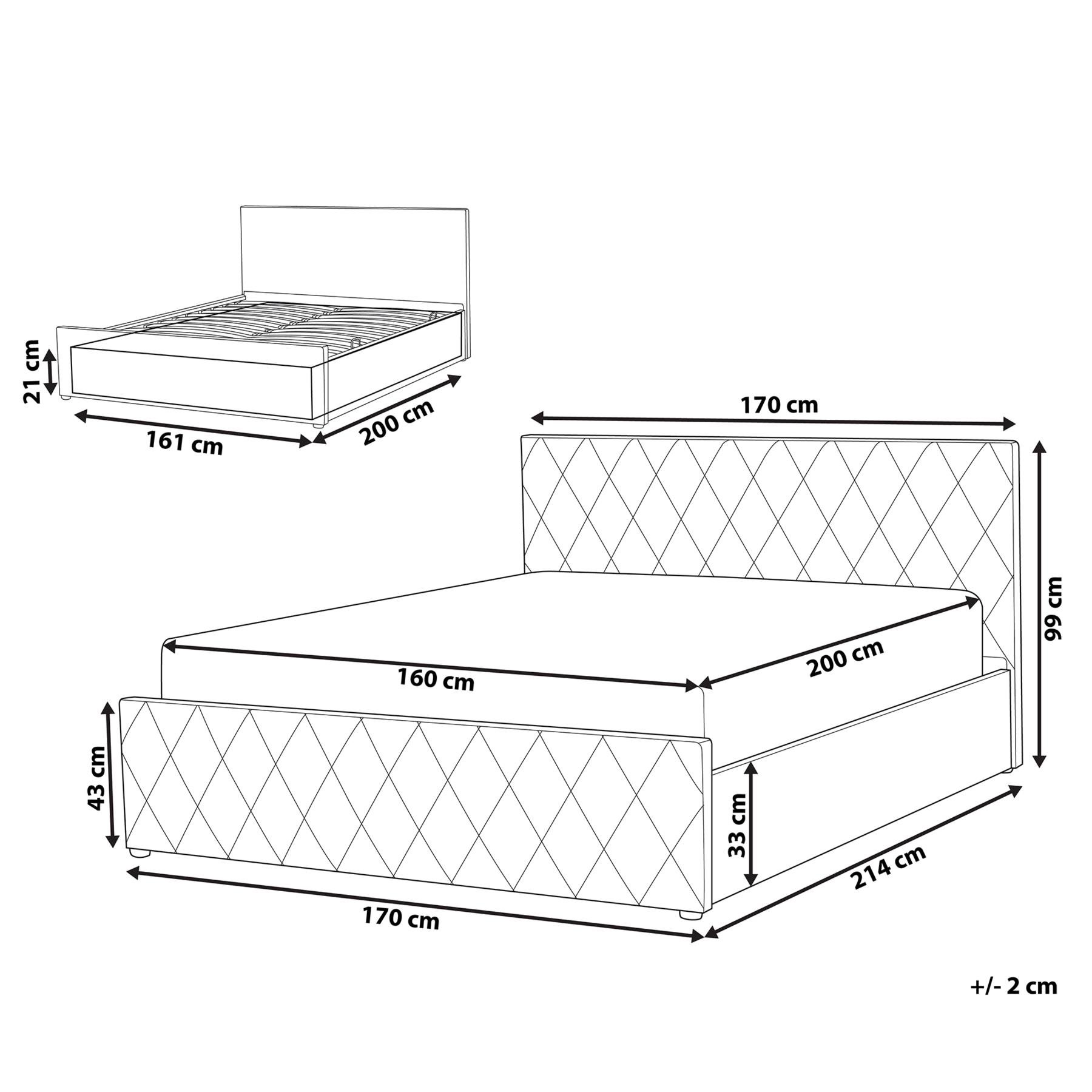 Beliani - ROCHEFORT - Tweepersoonsbed - Beige - 160 x 200 cm - Fluweel
