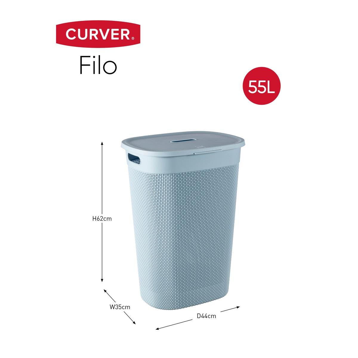 Curver Filo Wasmand met deksel 55L - 2 stuks - Blauw|Grijs