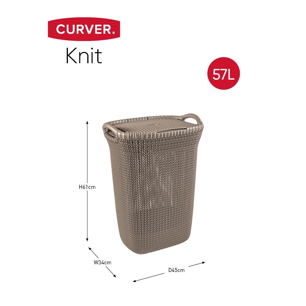 Curver Knit Wasmand met deksel - 57 l - set van 2 - Bruin