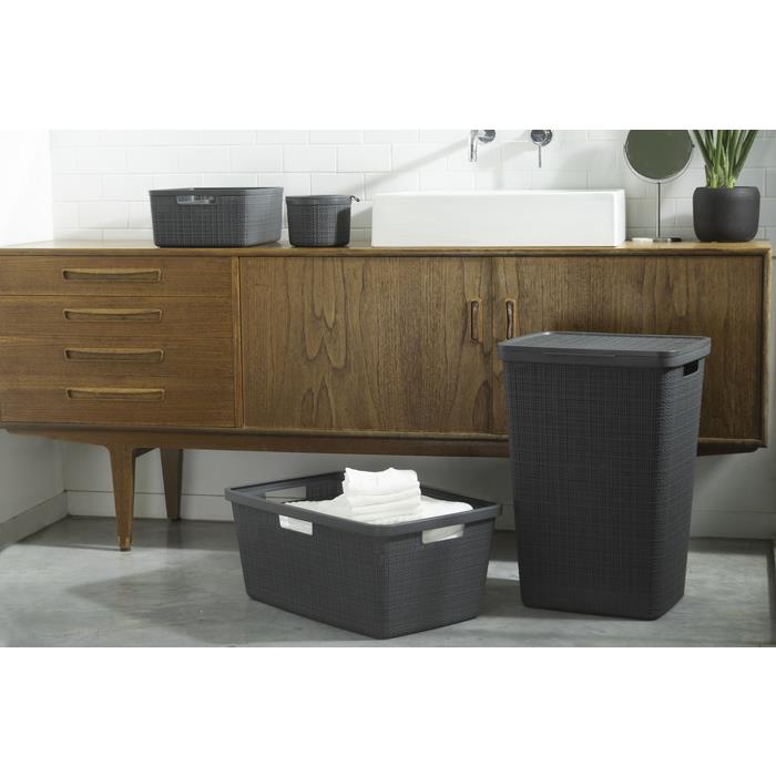Curver Jute Wasmand met deksel 58L - 2 stuks - Donkergrijs
