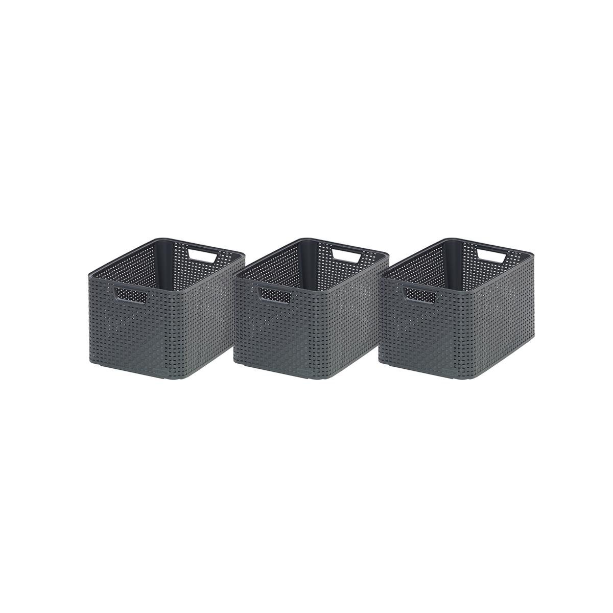 Curver Style Opbergmand L - 30L - 3 stuks - Antraciet