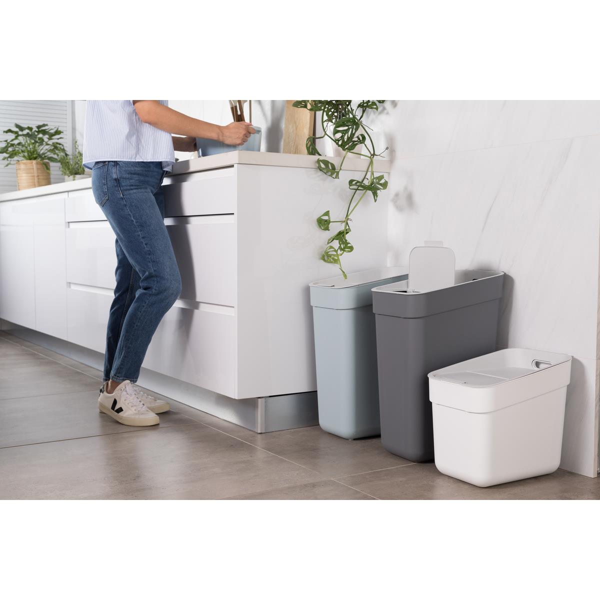 Curver Ready To Collect Prullenbak 30L - 2 stuks - Blauw|Grijs